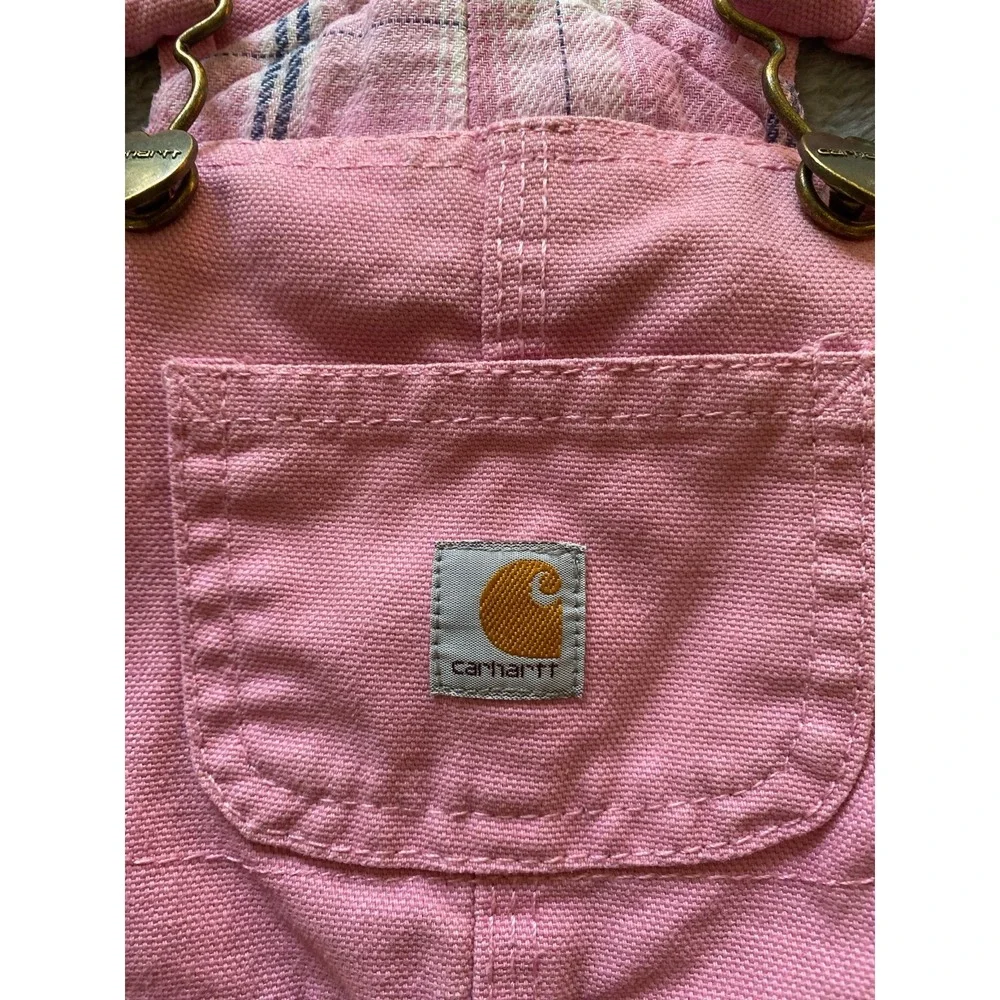 Carhartt Bib Overalls Toddler Girls 6 Months Flannel Lined s2